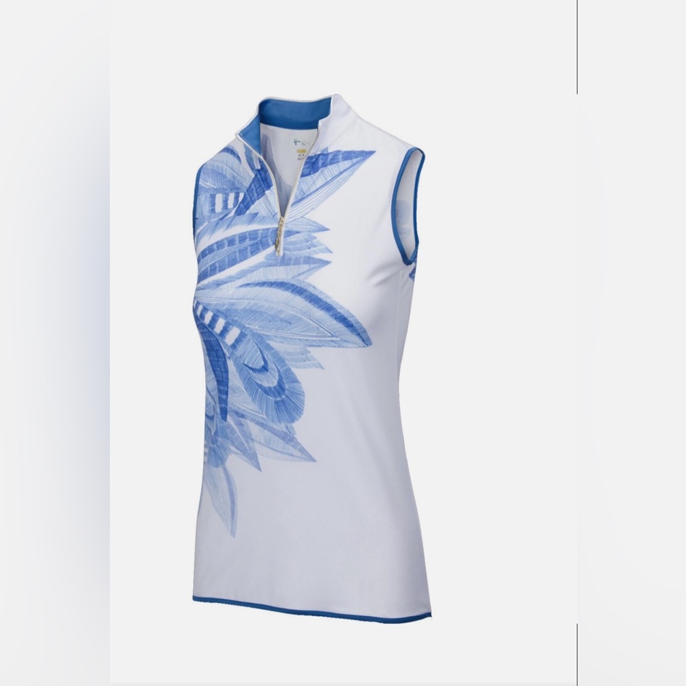 Women’s Greg Norman frontier sleeveless stretch zip golf polo floral